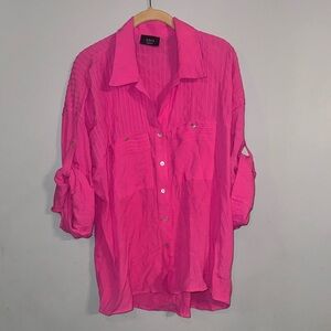 Vici Fuchsia Button-Down Shirt/swim suit cover up